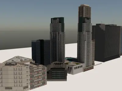 City Buildings Lowpoly Game Ready Free low-poly 3D model