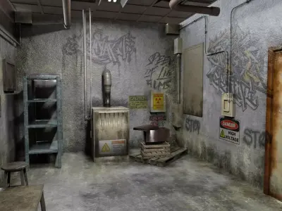 The old  Horror Room  2 Low-poly 3D model