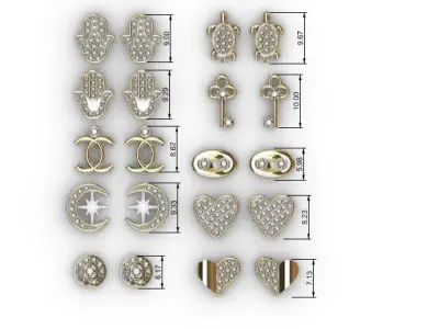 Aretes -Topitos para dama paquete de 10 -v- 3D print model