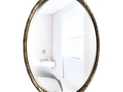 Oval Glass Wall Decor Mirror with Oil Rubbed Bronze Frame  3D model