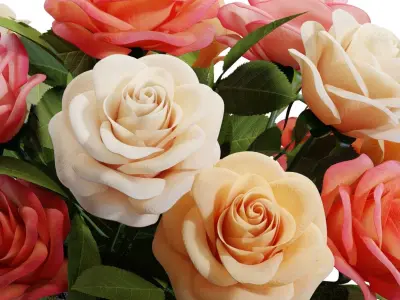 Flower Set 08 - Mixed Roses Bouquet 3D model