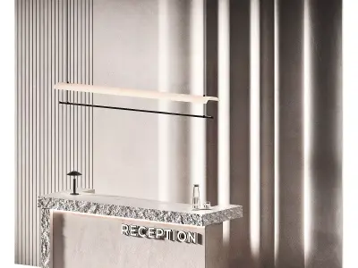 Reception desk Rough rock edge rectangular stone slab 3D model