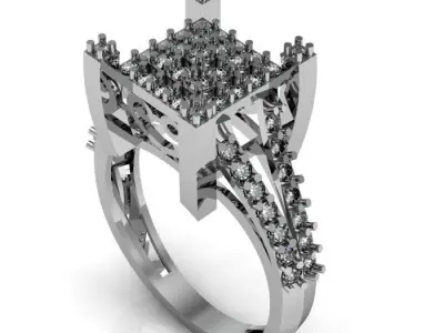 daimond ring 3D print model 11