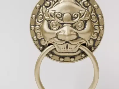 Chinese Style Beast Head Door Knocker 1 - Low Poly PBR Model Low-poly 3D model