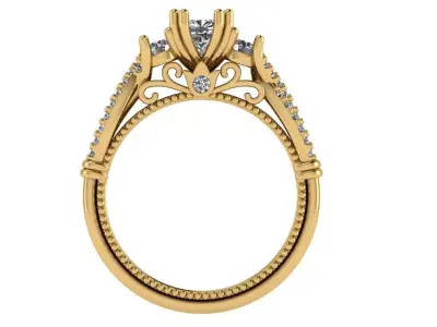three stone solitare luxury ring  3D print model