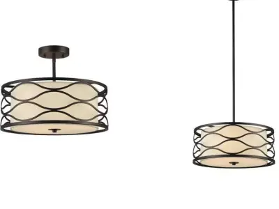 Rafia Light Unique Statement Drum Semi Flush Mount Free 3D model