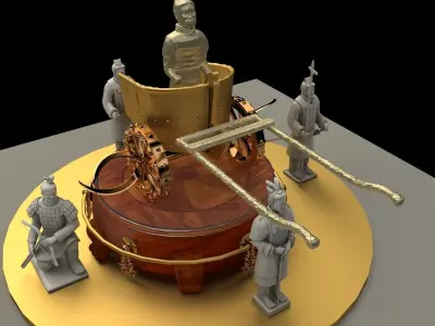 Chinese  chariot with warrior  3D model