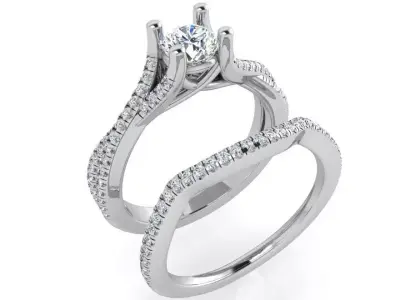 Round Diamond Twisted Ring With Band 3580 3D print model
