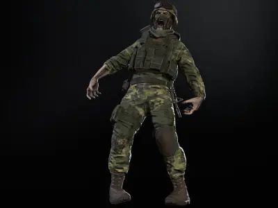 Zombie Soldier Low-poly 3D model