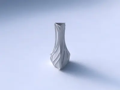 Vase puffy triangle with wavy sparse extruded lines 3D print model