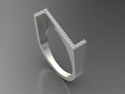 alphabet jewelry ring diamond letter Z 3D print model