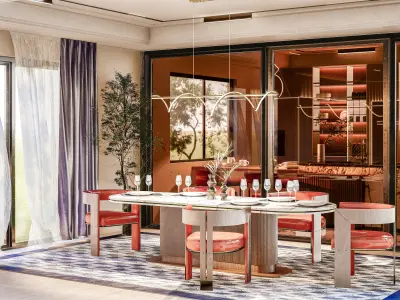 living room - kitchen  3D model