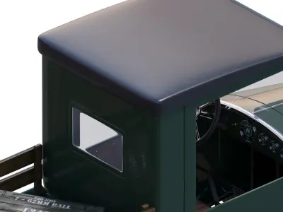 Children retro pedal car green 3D model