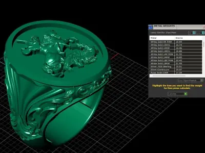 Saint George and the Dragon Engraved Ring 3D STL 3DM Model 3D print model