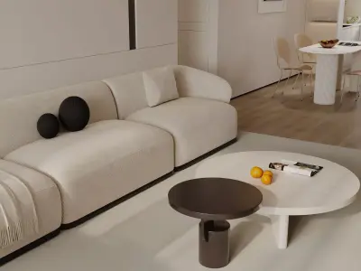 Modern living room dining room interior scenes 137 3D model