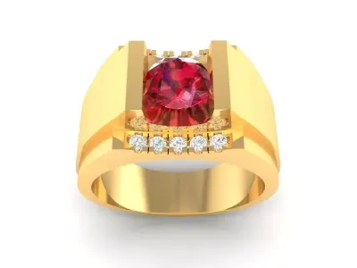 Luxury Men Ring with Ruby and Emerald Center Stones 382 3D print model