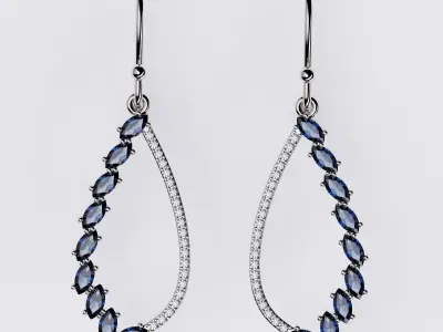 Earring Diamond and sapphire ruby emerald 3D print model