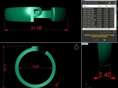 Alphabet Ring P 3D print model