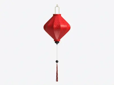 Oriental Traditional Hanging Silk Lantern 01 3D model