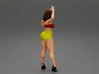 Sexy Woman Leather Skirt Bra 3D print model
