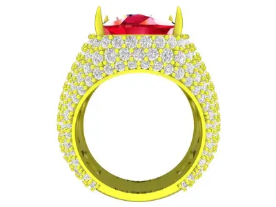 7524 Luxury Korean Style Cushion Diamond Men Ring 3D print model