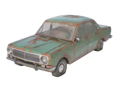 set of Retro soviet car  with interior  in 9 color variants az9 Low-poly 3D model
