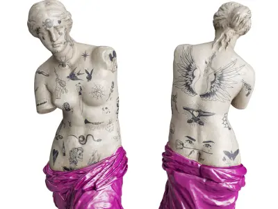 Venus Modern sculpture with tattoo Low-poly 3D model