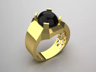 man gemstone ring mr0161 3D print model