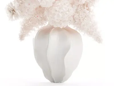 Beautiful Small Bouquet White Flowers Hydrangea vase decor 3D model
