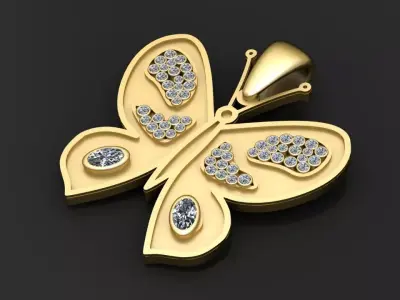 butterfly pendant 3D printable model  3D print model