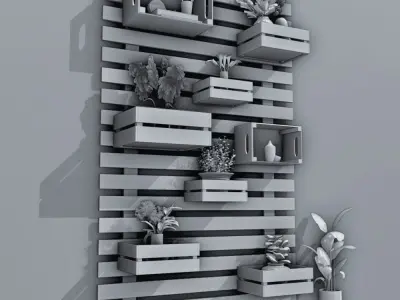 wall wodden decoration Low-poly 3D model
