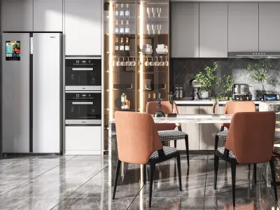 Luxury apartment dining room 2 3D model