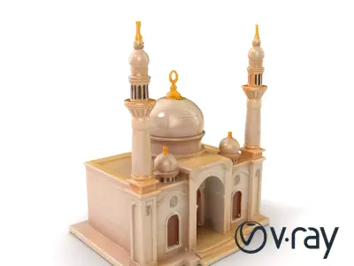 Symmetrical Stone Mosque Architecture model pack Low-poly 3D model