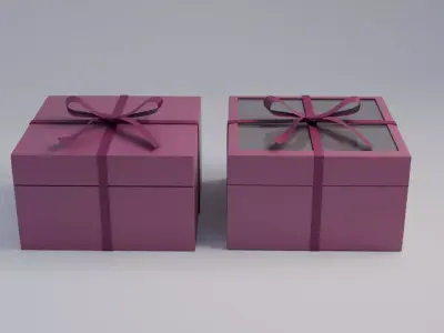 Gift Box Square shape with Ribbon Low-poly 3D model