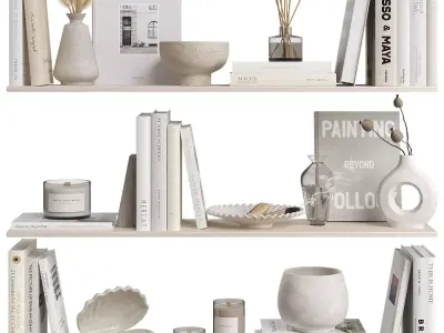 Decorative Set in Beige colors for Shelves 3D model