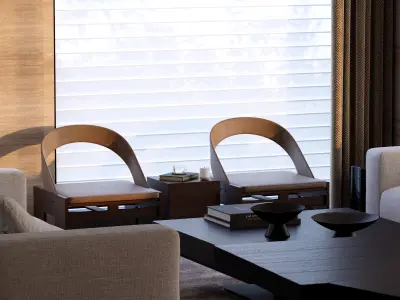 Minimalist Luxury Dining and Living Room Interior Scene 3D model