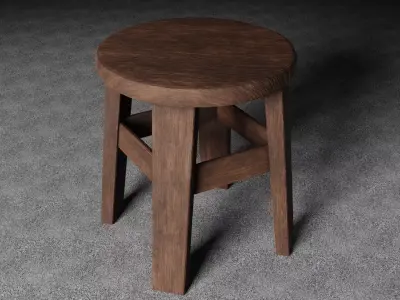 Medieval Stool - Game Ready Low-poly 3D model