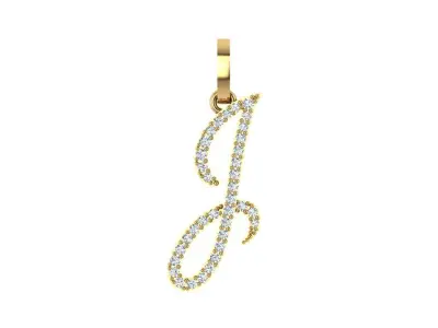 J letter pendant unisex 3D print model