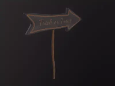 Trick or Treat Sign 3D Model Low-poly 3D model