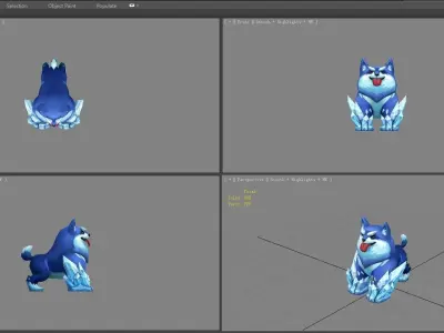 Cartoon Husky  - Ice Dog Low-poly 3D model