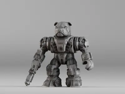 001586 Bulldog Mech Warrior 3D print model