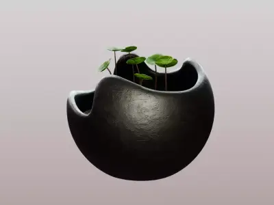 Green Plant Vase Low-poly 3D model