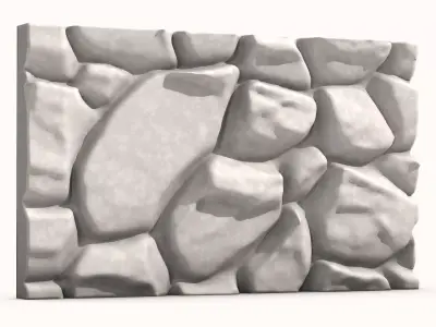 Stacked River Stone Wall Module 3D model