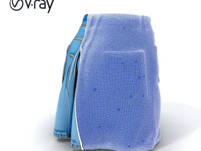 Denim Skirt Model Pack with Detailed Textures Low-poly 3D model