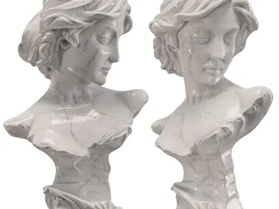 Exquisite Neoclassical Woman Marble Bust 3D model