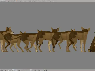 Coyote polygonal wolf Low-poly 3D model
