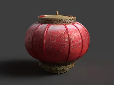 Chinese red lantern   Low-poly 3D model
