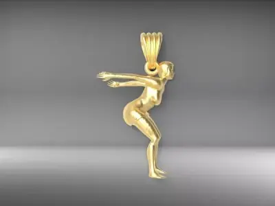 3d Lady Swimmer Diver Charm Pendant necklace Jewelry 3D print model