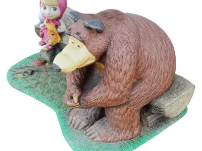 Sculpture Of The Characters Masha And The Bear  3D model