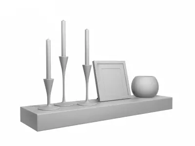 Wall Shelf with Decoration v01 3D model